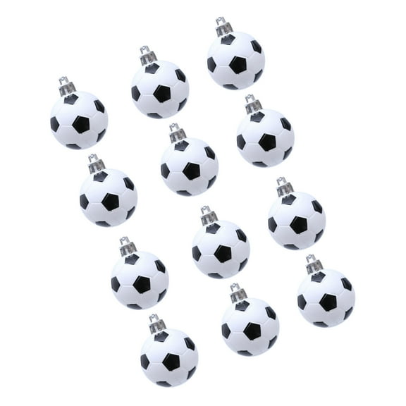 12Pcs Christmas Baubles Christmas Tree Soccer Ornament for Tree Wreath Mantels Winter Holiday Party Centerpieces