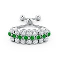 thumbnail image 2 of ANGARA Natural Three Row Bezel-Set Emerald and Diamond Tennis Bolo Ring in 14K White Gold for Women (Size-1.8mm) | May Birthstone, Birthday, Anniversary, Jewelry Gift for Women | Natural Emerald Ring, 2 of 9
