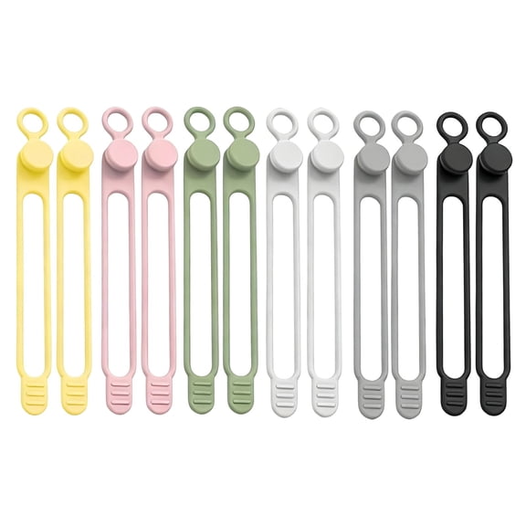 Silicone Cable Ties, 12Pcs Reusable Cable Organizers, Multi-Color Cord Straps for Wires, Chargers, Home And Office Desk Management
