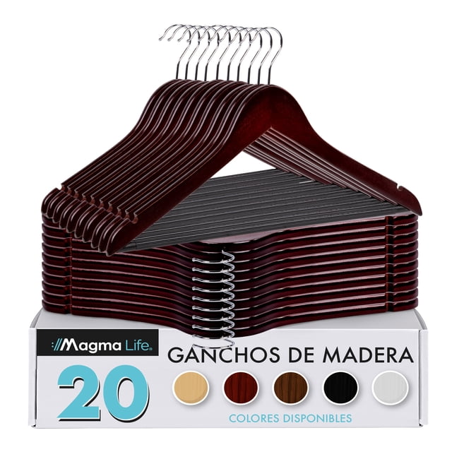 Ganchos de Madera Magma Life 20 Ganchos Plateado Giratorio 360 Grados Cereza