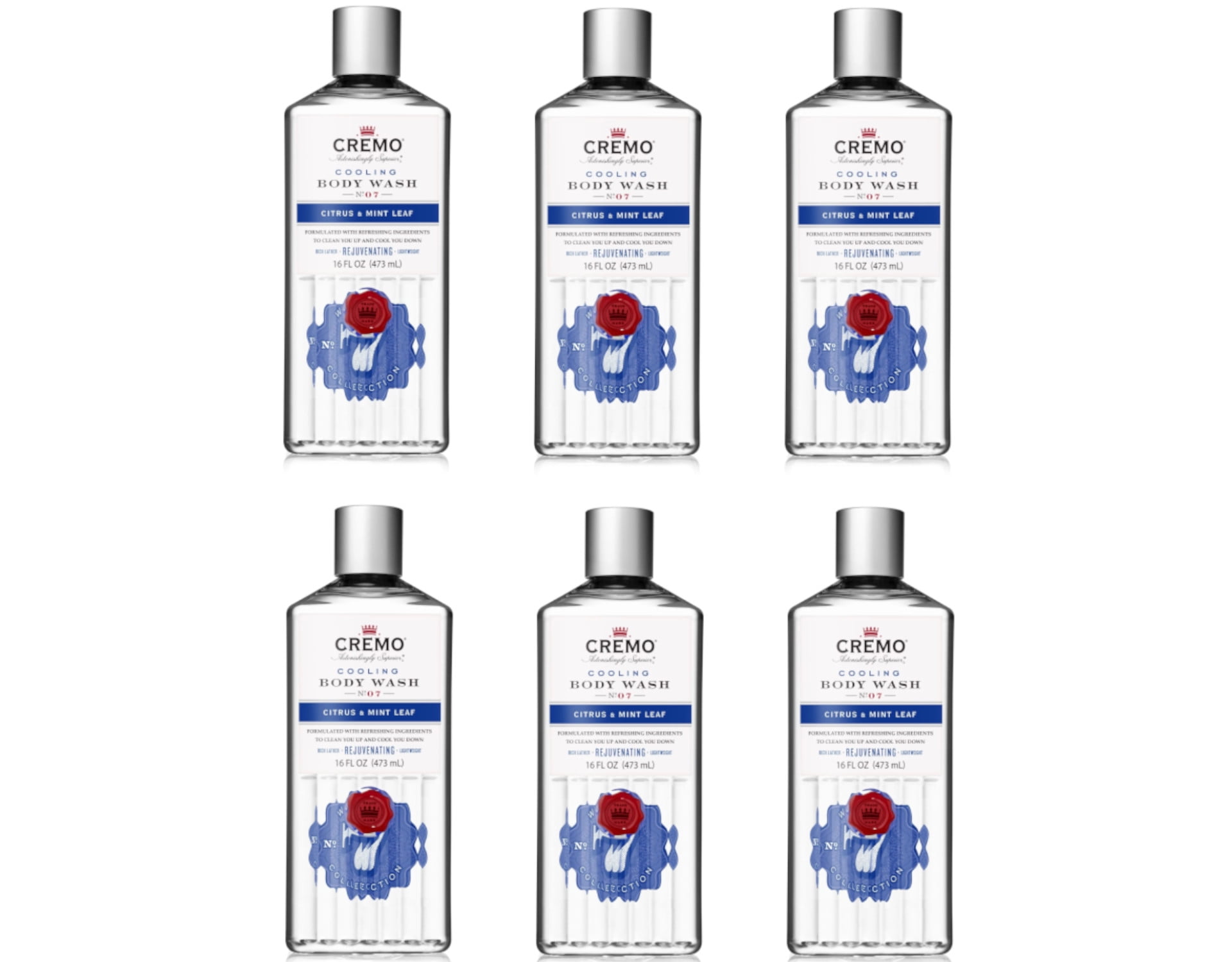 Cremo Cooling Body Wash No. 7, Citrus & Mint Leaf, 16 Fl. Oz. Pack