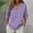 Purple, variant on BRGZLK Women's Linen Shirts Fashion Button Down V Neck Solid Color Loose Fit 3/4 Sleeve Trendy Comfy Blouse Casual Vacation Outfits Beige XXL