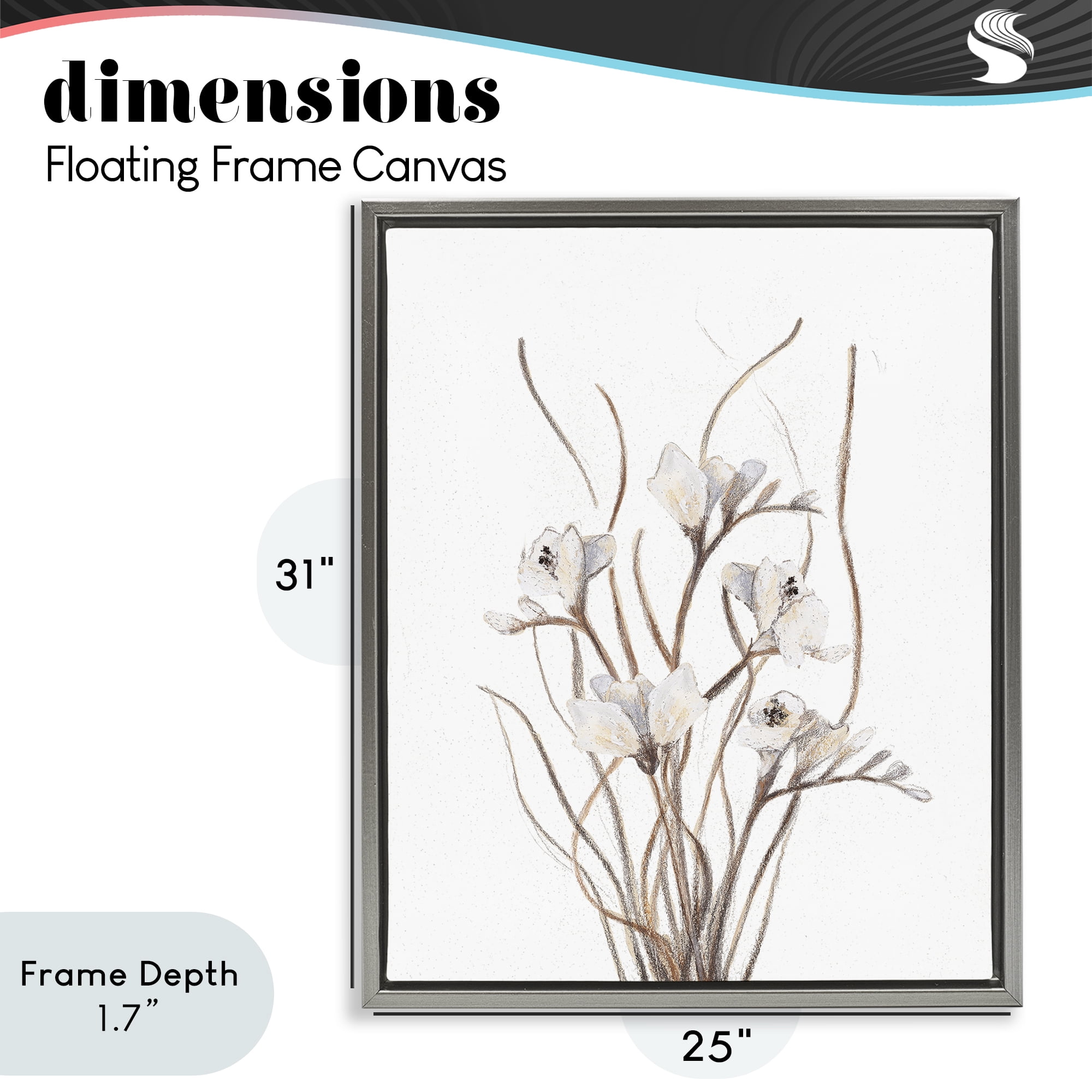 Stupell Industries Curly Branches on White Gray Framed Floater Canvas Wall Art, design by Lanie Loreth