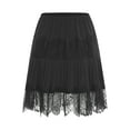 thumbnail image 3 of Yartina Womens Y2k Lace Mini Skirt Sexy Pleated Ruffle Lace Trim Layered Flowy Short Skirts Black M, 3 of 7
