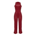 thumbnail image 6 of EliteGoogv Women Sequins Jumpsuit Sleeveless Round Neck One Piece Jumpsuit Slim Fit Wide Leg Pantsuit For Party Cocktail Nightclub Prom Event,Red,L, 6 of 7