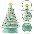 thumbnail image 5 of 15" Hand Painted Ceramic Christmas Tree, Seafoam Snow Flocked Pre-Lit Tree, 128 Multi-Color Lights, 2 Star Toppers, 5 of 7
