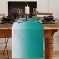 thumbnail image 2 of Table Runner Dresser Scarves 48 Inch Long, Modern Minimalist Abstract Color Art Linen Dining Table Runners Teal and White Gradient Tabletop Scarf for Wedding Holiday Party Kitchen, 2 of 7