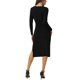 thumbnail image 3 of Vestido midi de punto ajustado con cuello corazón, mangas largas, fruncido, cordón y abertura lateral, color negro para mujer Inspire Chic, 3 of 6