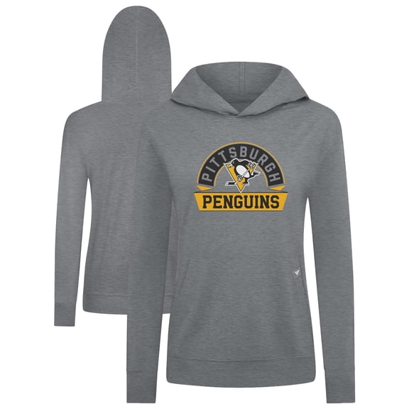 Women's Levelwear Gray Pittsburgh Penguins Relay Banner Arch Pullover Hoodie
