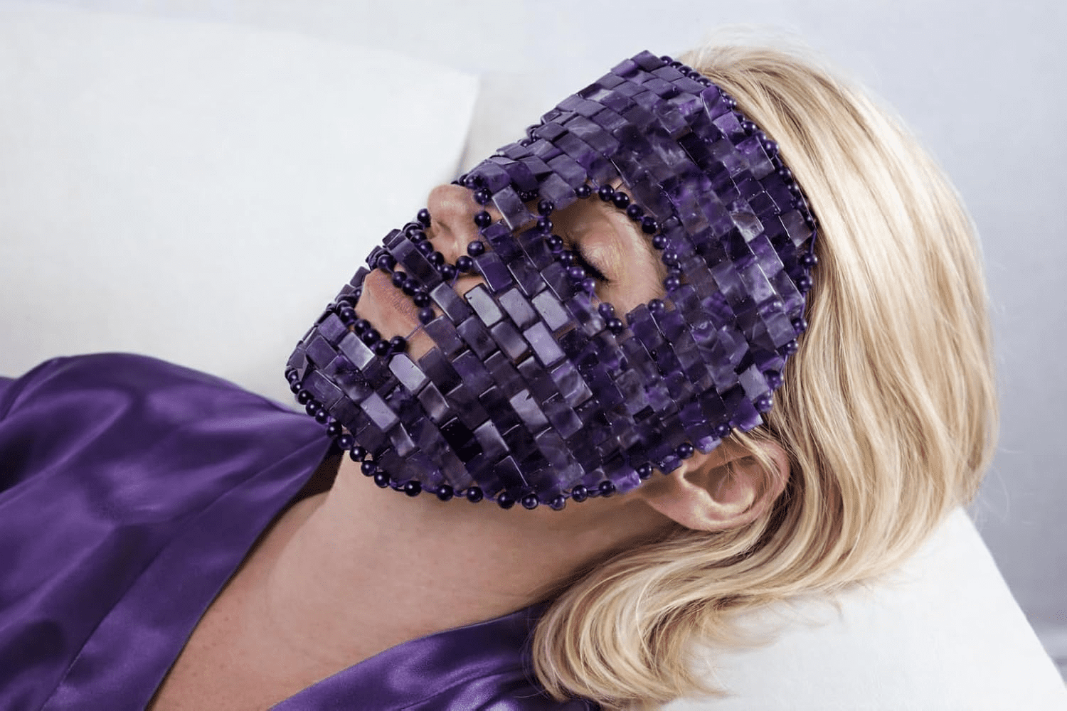 Amethyst Crystal Face Mask – Cooling Stone Facial Mask for Puffiness, Relaxation & Skin Glow – Natural Crystal Skincare Tool for Lymphatic Support & Stress Relief – This Hippie Girl