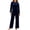 Navy, variant on Women's Velvet 2 Piece Set Crew Neck Long Sleeve Top Wide Leg Pants Set XXXXXL