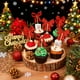 thumbnail image 1 of Decoraciones navideñas, adornos navideños, regalos navideños, banderines de papel con lazo rojo brillante para fiestas navideñas, insertos para pasteles, paquete de 24 banderines de papel., 1 of 6