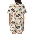 thumbnail image 6 of Fotbe Retro Vintage Tape Print Pajama Set for Women 2 Piece Loungewear Short Sleeve Tops and Shorts Set Soft Sleepwear-X-Large, 6 of 7