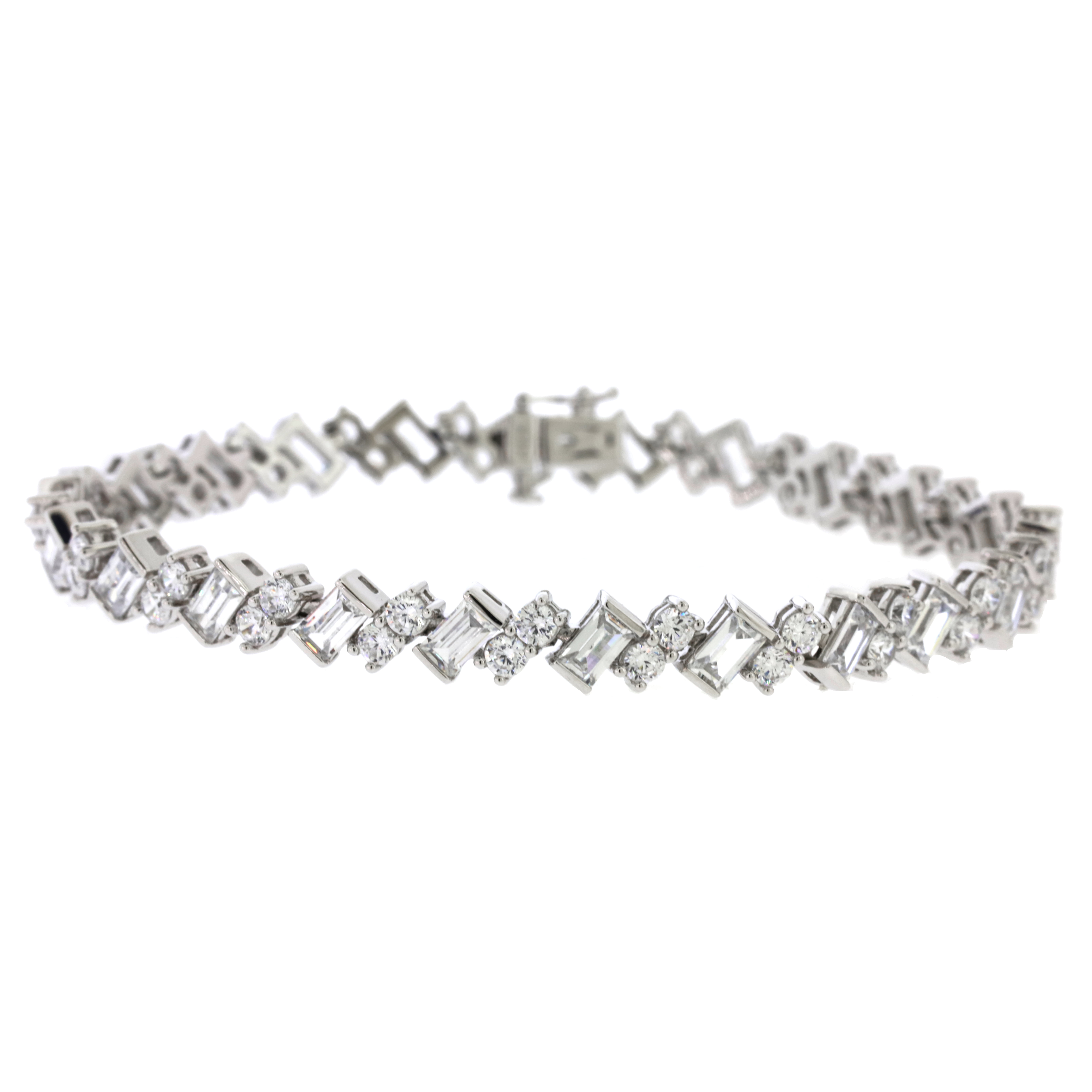 Brilliance Fine Jewelry.925 Sterling Silver Simulated White Diamond Criss Cross Tennis Bracelet, 7.25"