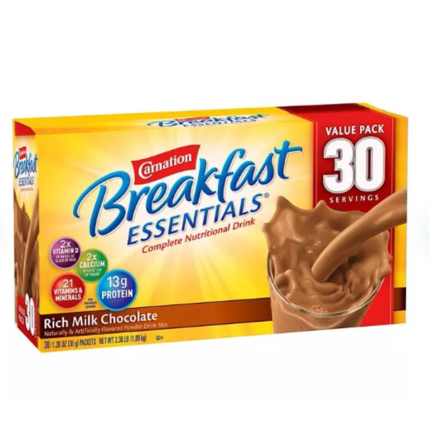 Carnation Breakfast Essentials Nutritional Drink Mix, Chocolate (30 ct