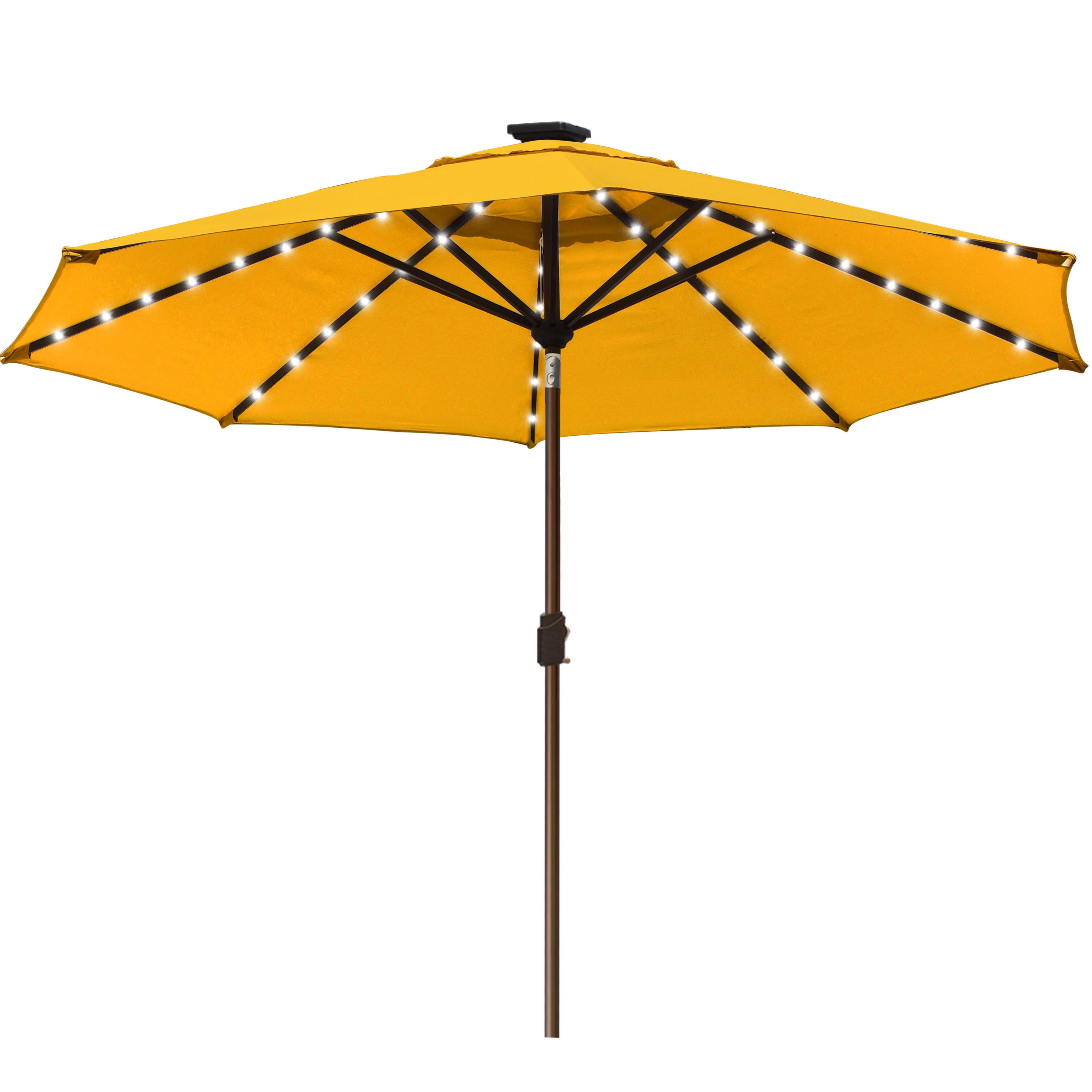 EliteShade Sunbrella Solar Umbrellas 9ft Market Umbrella with 80 LED Lights Patio Umbrellas Outdoor Table Umbrella（Macaw Green）
