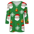thumbnail image 4 of Offres de Liquidation! Aqestyerly Hauts de Noël à Manches Longues pour Femmes Blouse Décontractée à Manches 3/4 Col Rond Imprimé de Noël, 4 of 4