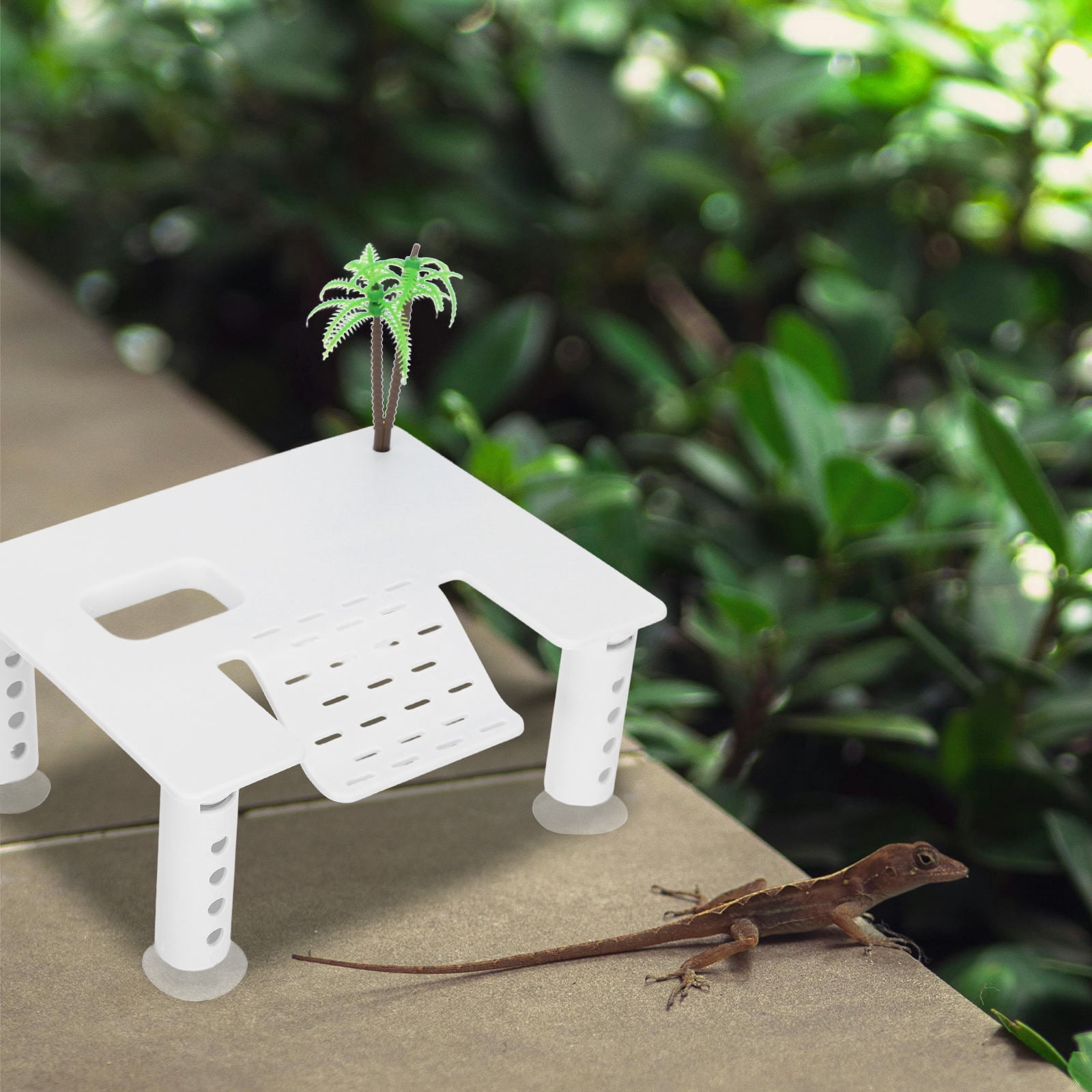 RENACLIPY White ABS Turtle Basking Platform with Sleek Design for Reptile Habitat and Turtle Accessories