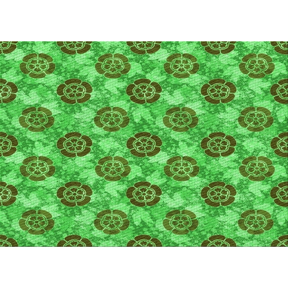 Ahgly Company Machine Washable Indoor Rectangle Transitional Dark Lime Green Area Rugs, 5' x 8'