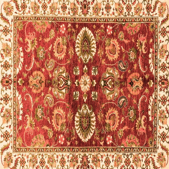 Ahgly Company Indoor Square Abstract Orange Modern Area Rugs, 8' Square