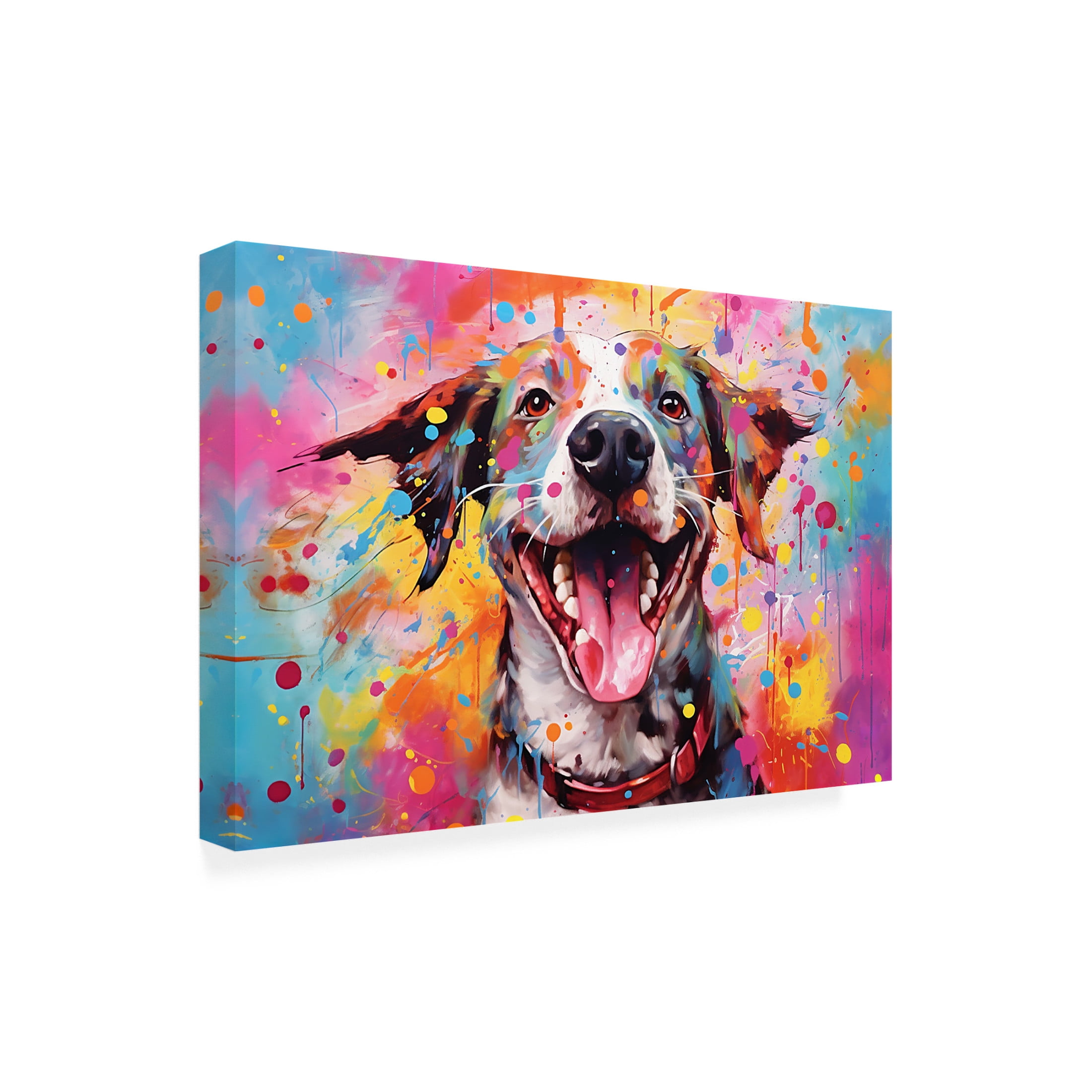 Canvas Wall Art - Ray Heere 'Happy Dog 7' Wall Art for Living Room, Bedroom, or Office Décor by Trademark Fine Art - 19 x 12 Inches