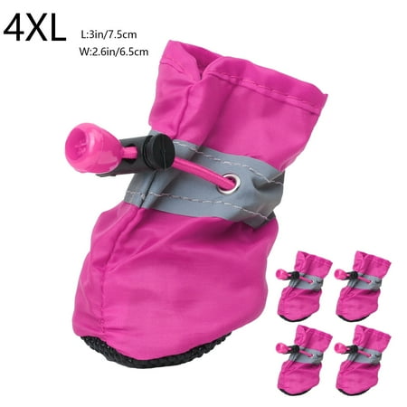 FYTPOV 4pcs Dog Shoes for Small Dogs  Anti-Slip Dogs Boots Paw Protector  Puppy Booties with Reflective Straps  Cat Dog Shoes for Indoor Hardfloors  Hot Pink  4XL