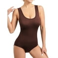 thumbnail image 2 of Tank Top Bodysuit for Women Tummy Control Slim Fit Sleeveless Body Suit Round Neck Coffee Color S, 2 of 5