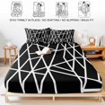 thumbnail image 5 of Twin XL Size Fitted Sheet Set - Black White Stripes 2 Piece Bedding Sets 16" Deep Pocket Fitted Sheet with 1 Pillowcases, Modern Abstract Art Geometric Brushed Microfiber Hotel Luxury Bed Sheets, 5 of 9