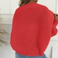 thumbnail image 7 of XPMWRP Women's Open Front Ribbed Knit Crop Shawl Irregular Sweaters Long Sleeve Solid Color Loose Fit Knitted Cardigan Shrug Red Free Size, 7 of 7