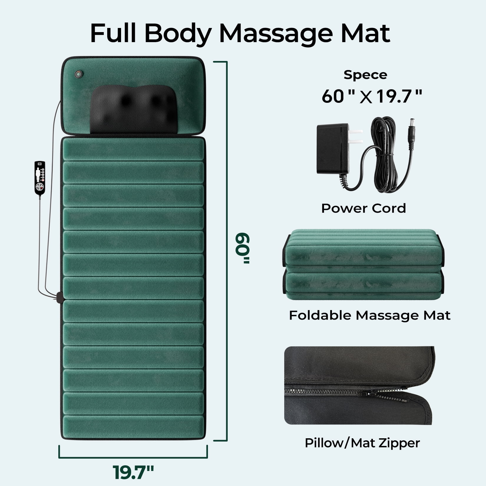 HOMEMASSA Massage Mats for Full Body with Heat,Shiatsu Kneading Vibration Back Massage Pad forfor Chair Bed Floor,Gifts