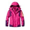 thumbnail image 2 of Hooded Windbreaker Jacket for Women Plus Size printing Suit Removable Three In One Or Two Piece Outdoor Ski Riding Suit Hooded Warm Coat Waterproof Raincoat on Clearance, 2 of 6