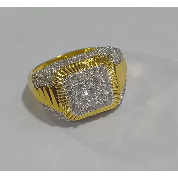 Round Lab Created Diamond Men's Wedding Band Ring 14K Yellow Gold Plated 3.20Ct