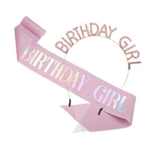 Vocoste 1 Set Women Girls Birthday Headband Tiara Rhinestone Rose Gold Tone Pink