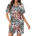 thumbnail image 1 of PRIYAL Ensemble de Pyjama pour Femmes à Fleurs de Grenade et Feuilles, Shorts, Deux Pièces, Manches Courtes, 1 of 6