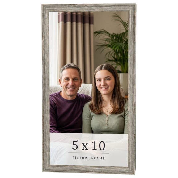 5x10 IN Frame Grey Solid Wood Picture Frame Width 1 Inches | Interior Frame Depth 0.5 Inches |