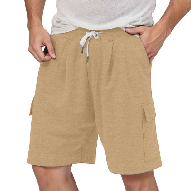 Pantalones cortos holgados con cordón para hombre - Poliéster, cintura elástica, transpirables, informales/para actividades al aire libre, pantalones cortos (S-XXXL)