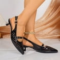 thumbnail image 6 of Kitten Heels for Women Pointed Toe Pumps Low Heel Slingback Heels with Buckle Dress Shoes for Dating Party Working Black 40, 6 of 6