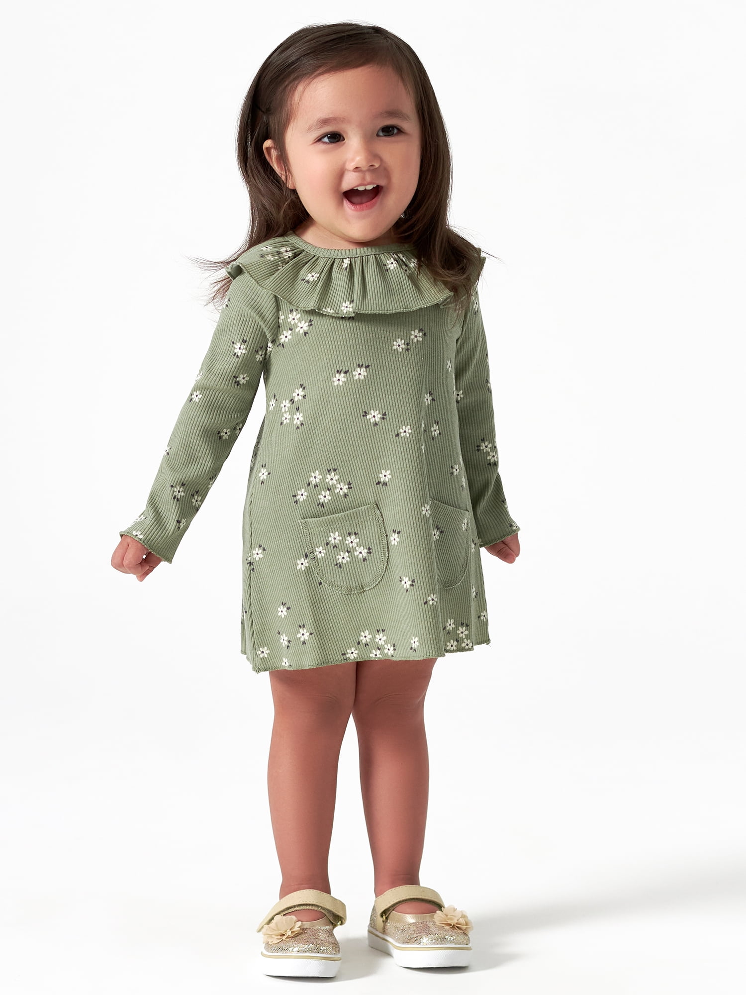 Modern Moments by Gerber Baby Girl Ribbed Long Sleeve Dress & Diaper