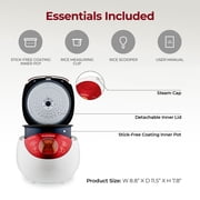 CUCKOO Micom Rice Cooker 3 Cup Uncooked / 6 Cup Cooked, Korean Fuzzy Logic Rice Cooker Small with Delay Timer & Keep Warm Setting, Versatile Food Steamer with Non-Stick Inner Pot, Red (CR-0351F)