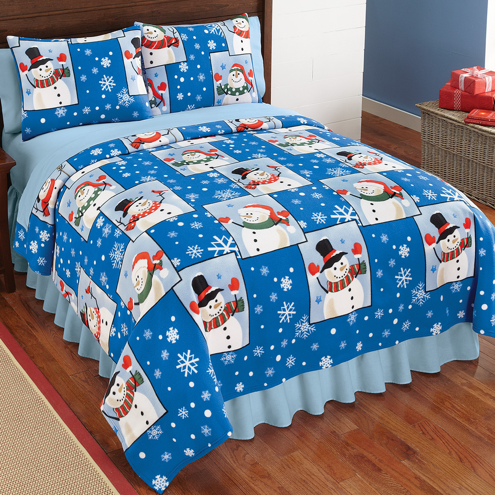 Christmas Snowman King Comforter Coverlet & Shams (3 Piece Bed Set) - Walmart.com - Walmart.com