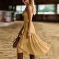 thumbnail image 5 of Women's Summer Casual Open‑Back Dress Solid Color Deep V‑Neck Spaghetti Strap Button‑Front Flowy Long Dress Yellow XL(XL), 5 of 5