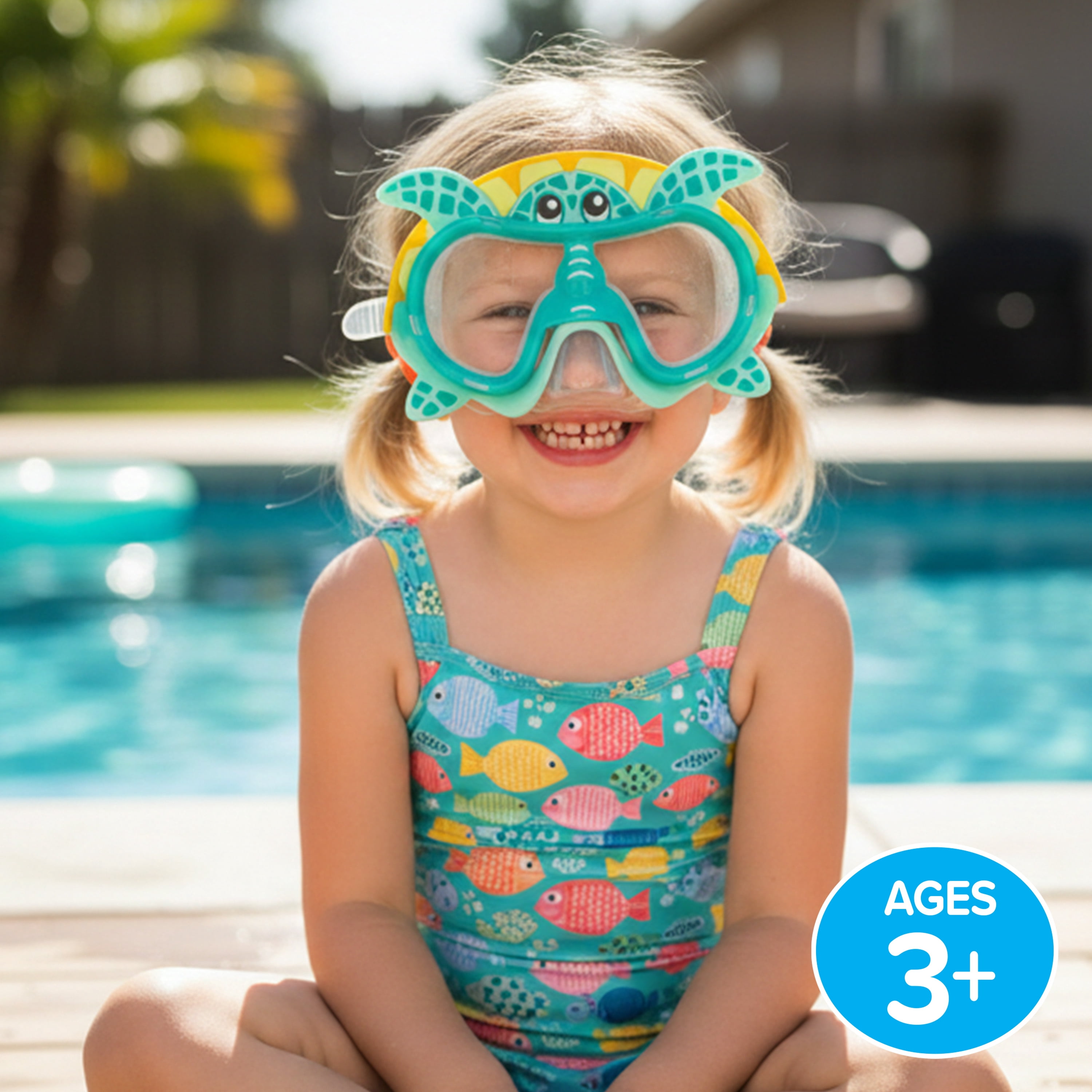 (2 pack) Aqua Dolfino Swim Goggle Mask, Latex-Free, Turtle