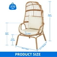 thumbnail image 4 of Dextrus Outdoor Patio Egg Chair, All-Weather Rattan Basket Chair with 480lbs Capacity, Cushion Cocoon Chair - Beige, 4 of 8