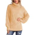 thumbnail image 5 of Women's Fall Oversized Pullover Sweaters Casual High Neck Long Sleeve Tops Winter Clothing, 5 of 12