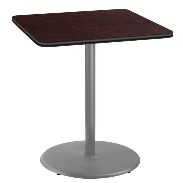 Pemberly Row Cafe Table 42"H Particleboard Gray Frame Mahogany Top
