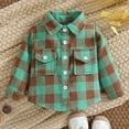 thumbnail image 2 of Atogsazn Toddler Baby Boys Plaid Jackets Boy's Button Down Long Sleeve Shirts Fall Outfit Clothes Coat Green 6-12 Months, 2 of 8