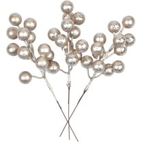 10PCS Christmas Glitter Berries Stems,8" Artificial Wired Stems Holly Berries Picks for Christmas Tree Ornaments Holiday and Home Decor (Champagne) A