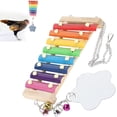 thumbnail image 4 of Juguete para picotear en gallinero, xilófono seguro para picotear gallinas, instrumentos musicales coloridos con campana de espejo y 8 llaves de metal para atraer gallinas, 4 of 5