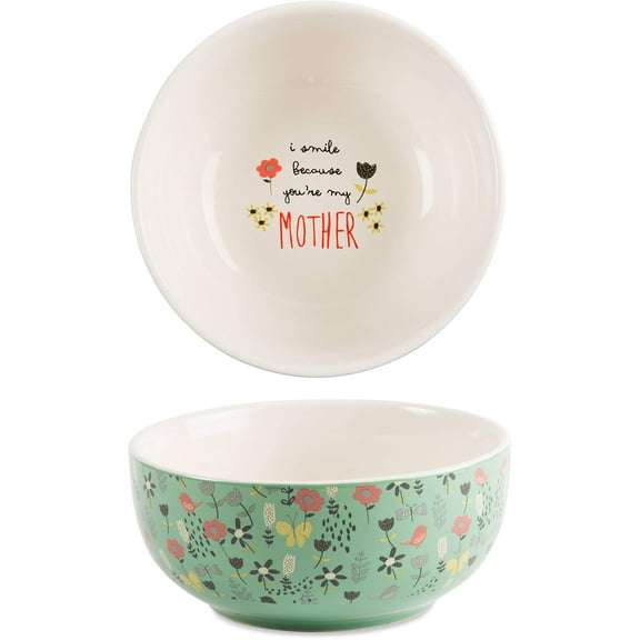 Pavilion Gift Company I Smile Because You're My Mother Decorative Ceramic Bowl, Multicolor