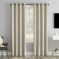 Sun Zero Tyrell Tonal Texture Draft Shield Fleece Insulated 100% Blackout Grommet Curtain Panel In Ecru, 50"X96", Ecru